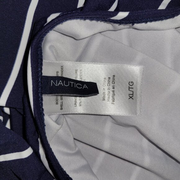 Nautica One Piece Swimsuit DeepSea Stripe Cross Back Straps Size L & XL New - Picture 7 of 15